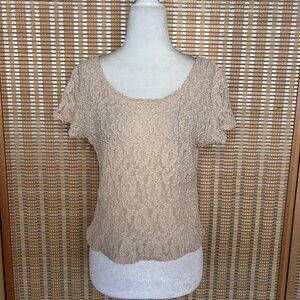 Vintage 90s Peggy cream lace short sleeve top size large